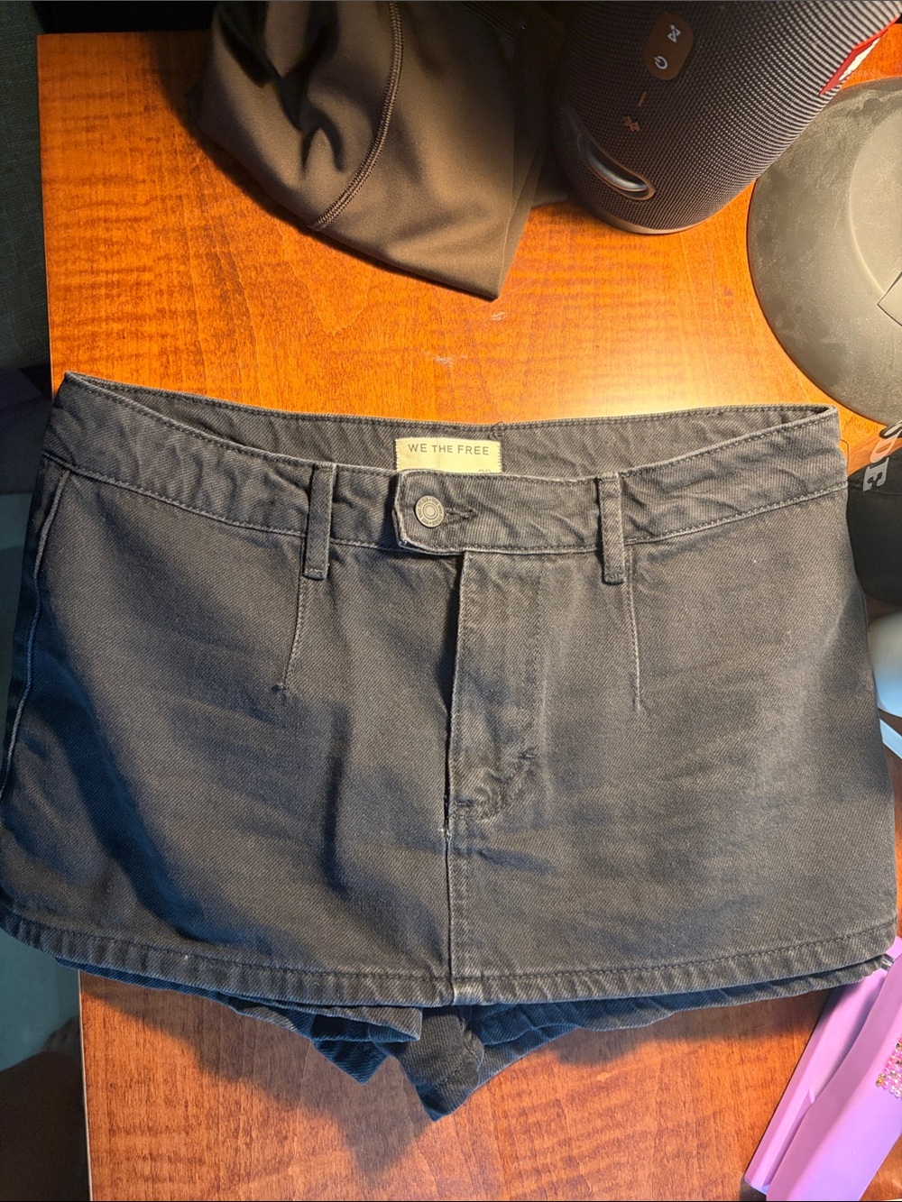 We The Free Black Denim Skort
